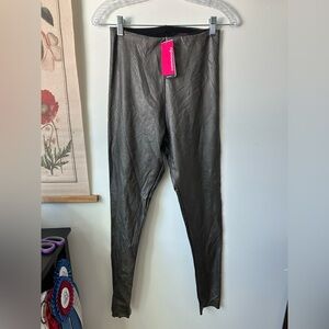 NWT Commando Perfect Control Faux Pebbled Leather Leggings Gunmetal Gray L